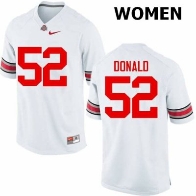 NCAA Ohio State Buckeyes Women's #52 Noah Donald White Nike Football College Jersey EAC8845UF